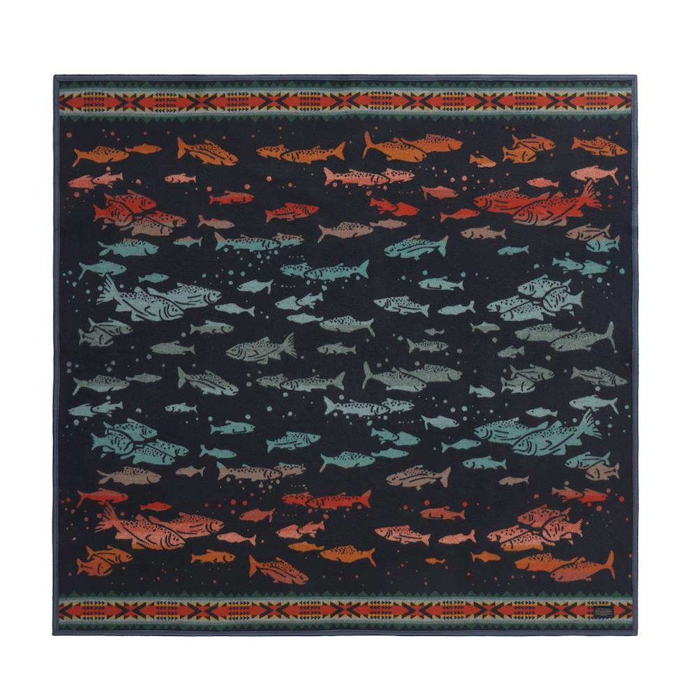 Napped Jacquard Throw - Salmon Run