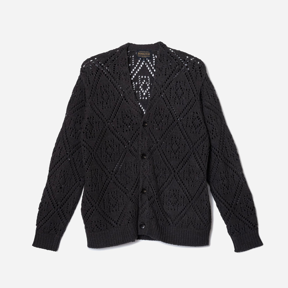 Lace Stitch Cardigan - Charcoal