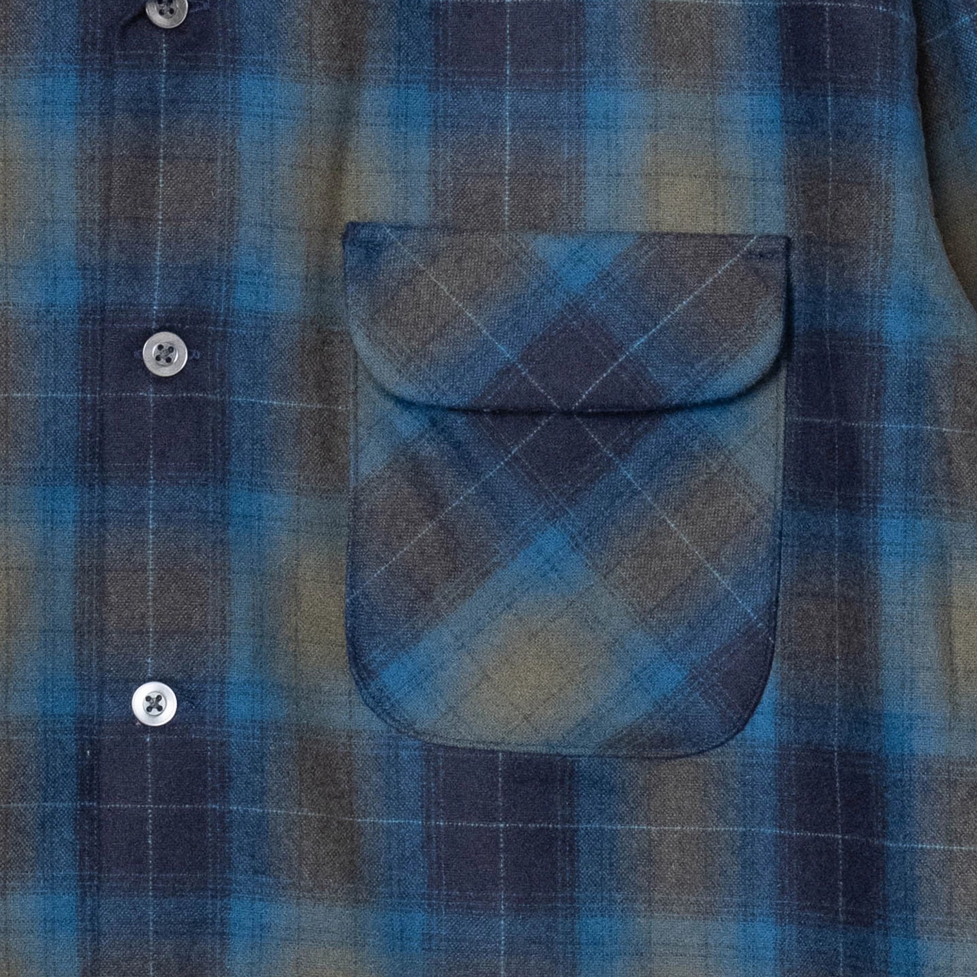 Crafted In Japan Wool Shirt - Khaki/Blue