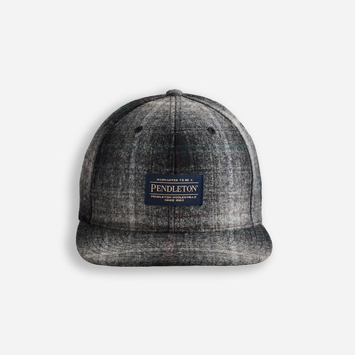 Plaid Flat Brim Hat - Grey Mix Multi Plaid