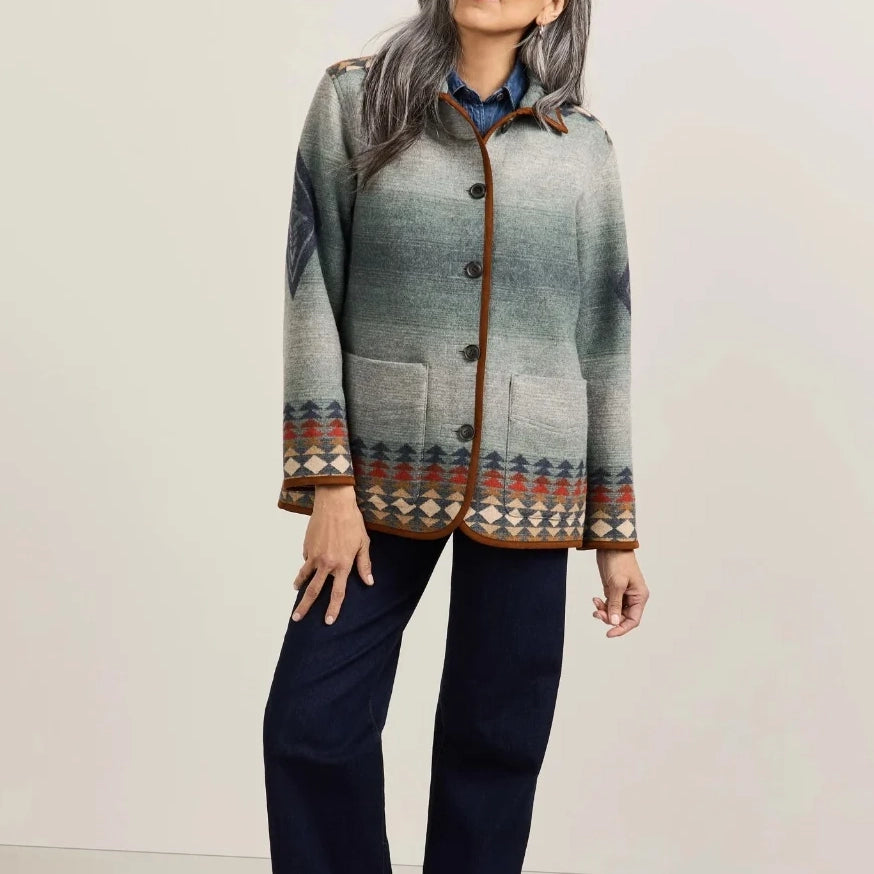 Women's Reversible Wool Coat - Harding Indigo