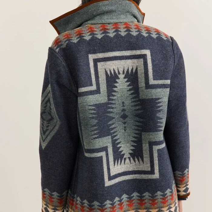 Women's Reversible Wool Coat - Harding Indigo