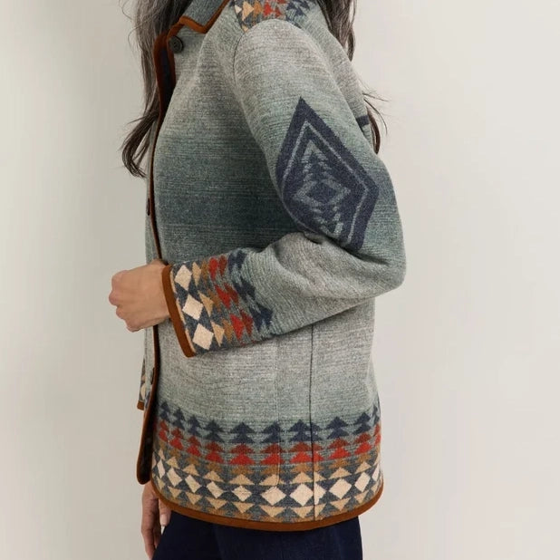 Women's Reversible Wool Coat - Harding Indigo