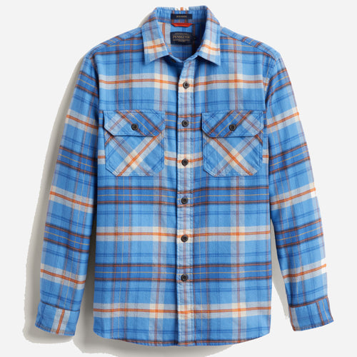 Burnside flannel shirt - Seaside blue/red plaid