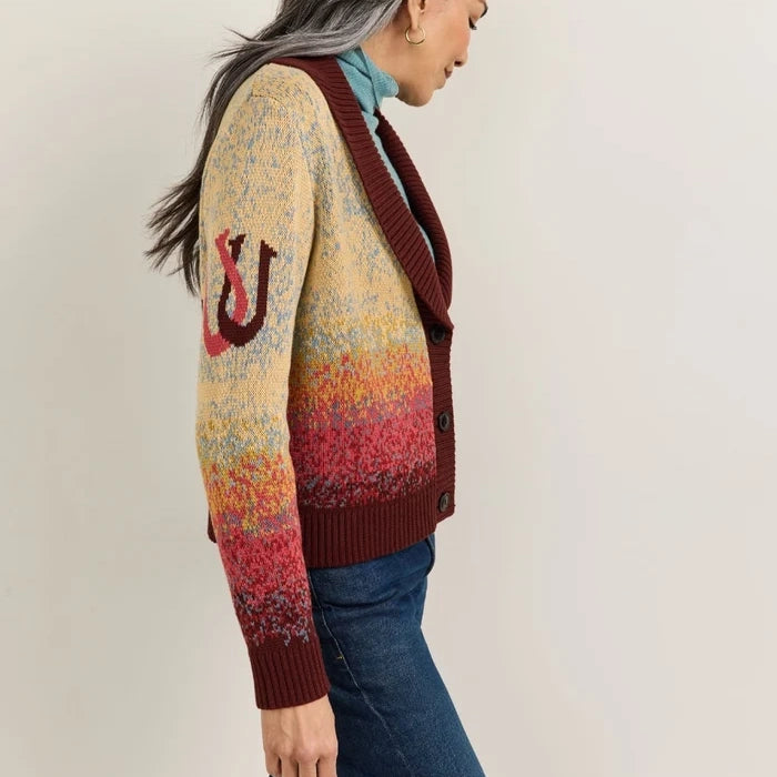 Women's Western Scenic Cardigan - Sunrise Ombre