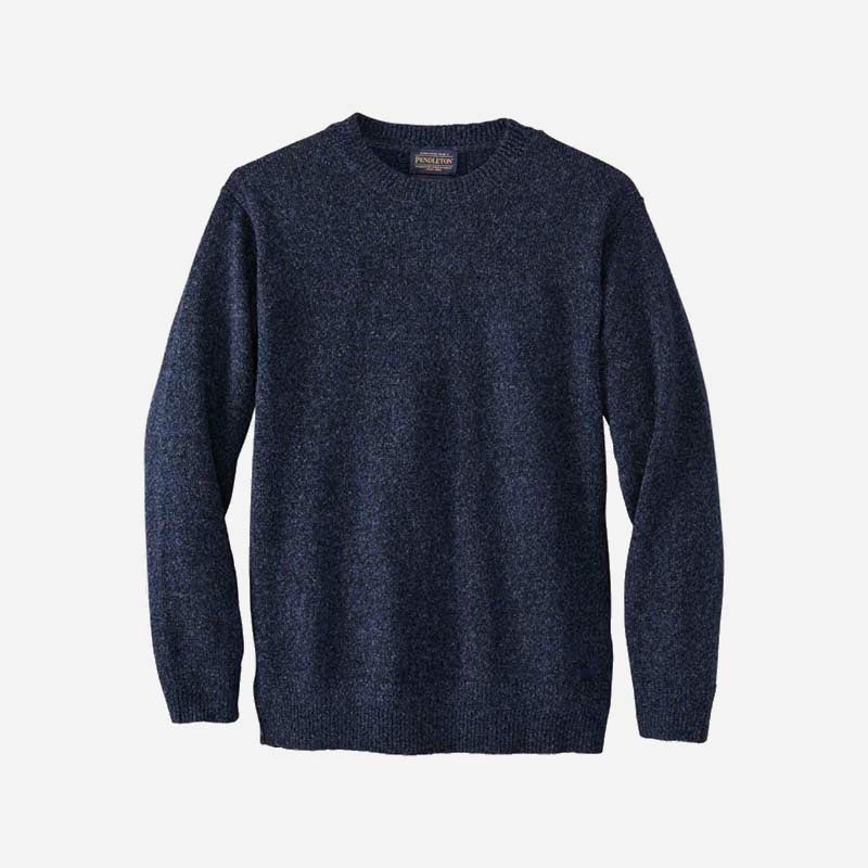 Shetland Wool Crew Sweater - Indigo Heather