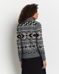 Graphic Shetland Zip Sweater - Grey Multi