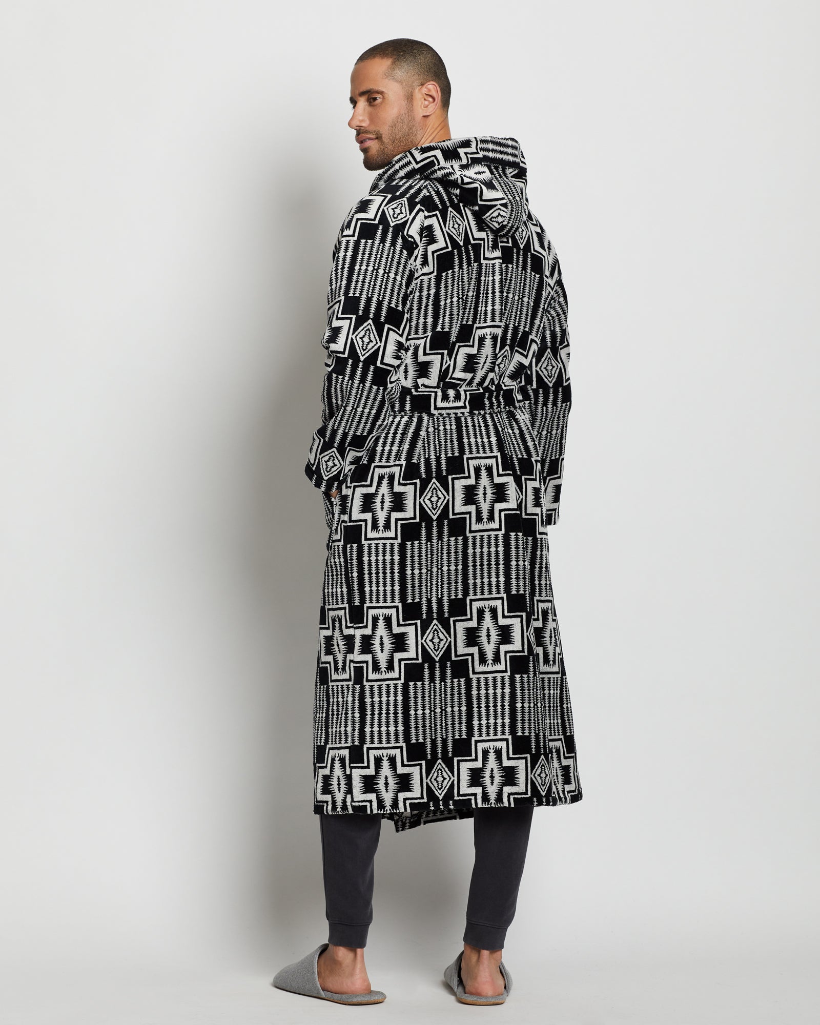 Bath Robe - Harding Black/White