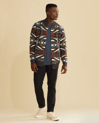 Carico Cardigan - Lake/Charcoal