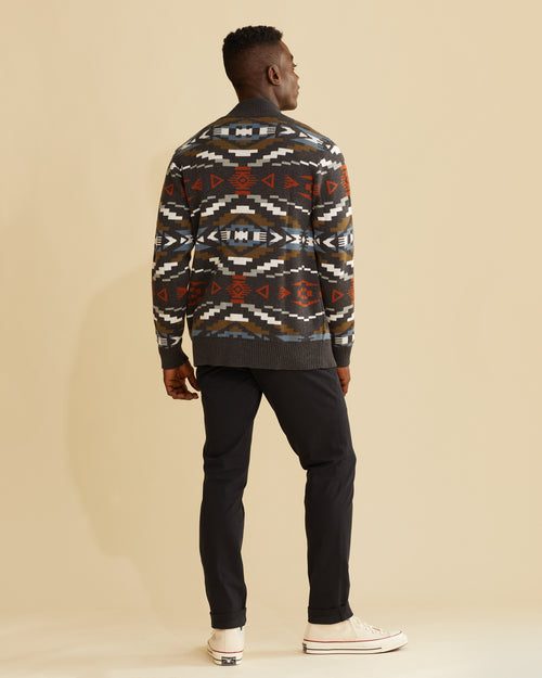 Carico Cardigan - Lake/Charcoal