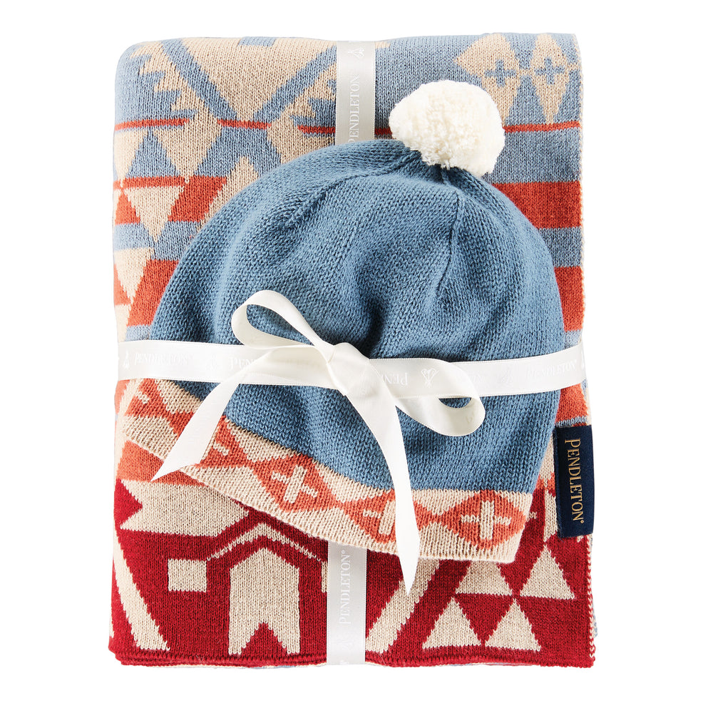 Organic Cotton Knit Baby Blanket with Beanie - Canyonlands