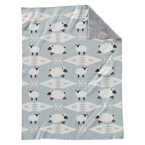 Organic Cotton Knit Baby Blanket with Beanie - Sheep Dreams