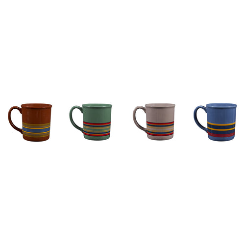 Camp Stripe Ceramic Mug Set Of 4