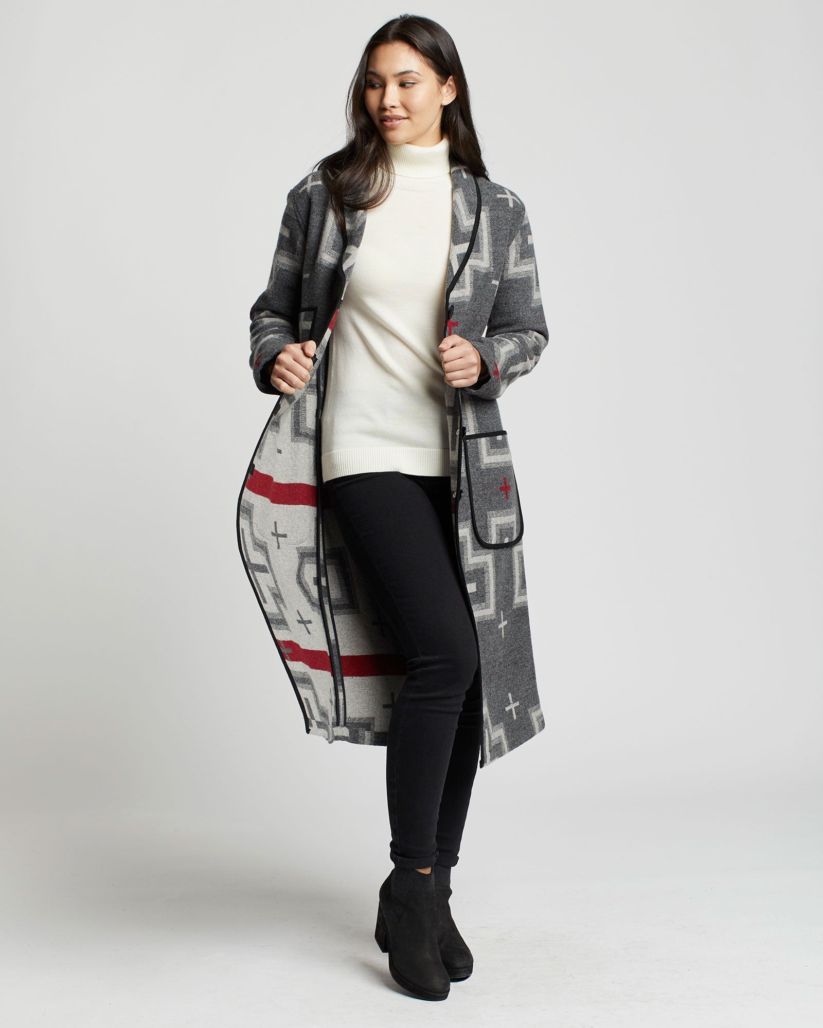 Pendleton Women´s Shawl Collar Duster Coat， San Miguel Jacquard， SM-